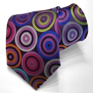 Purple Multi-color Circles Lawrence Ivey Silk Tie